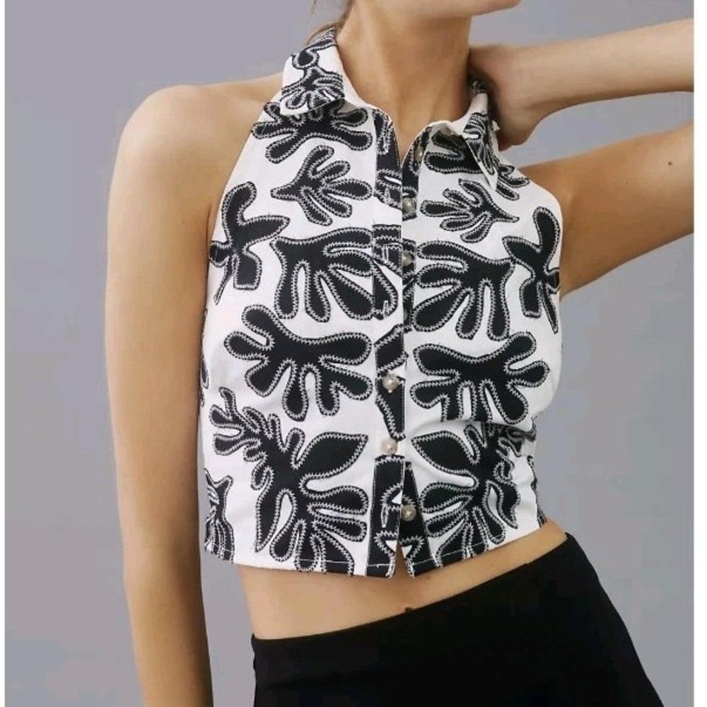 Anthropologie Pilcro Deco Halter Top Size 4 EUC